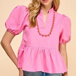 TCEC Pink Blouse with Orange Trim